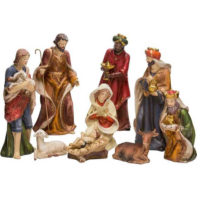9-Inch Porcelain Nativity Figures Tablepiece Set of 9
