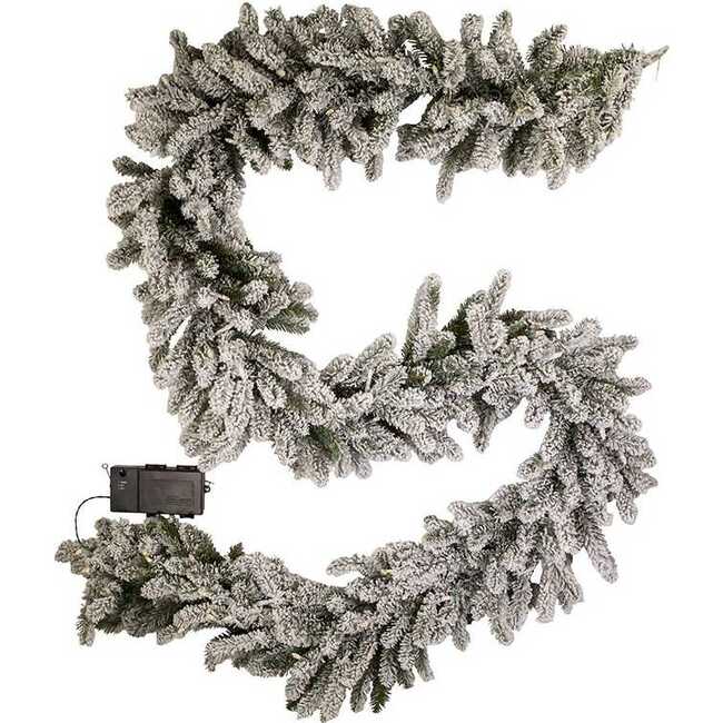 9-Foot Battery-Operated Warm White LED Vail Pine Garland