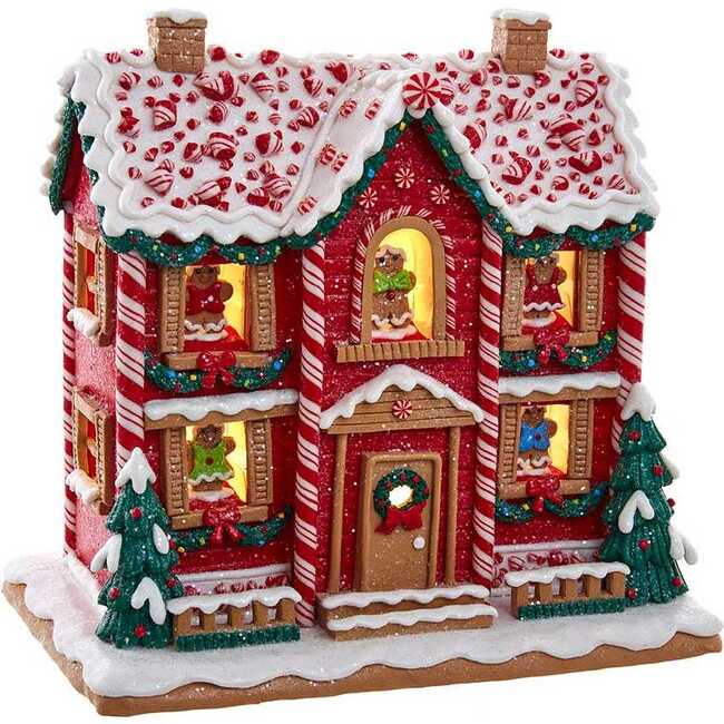 9.5-Inch Battery-Operated Gingerbread LED House with Music Box