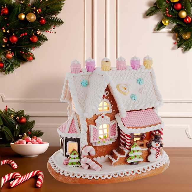 9-Inch Gingerbread House with LED Lights - Other Accents - 6