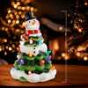 9-Inch Battery Operated Ceramic Light-Up Snowman Tree - Other Accents - 7