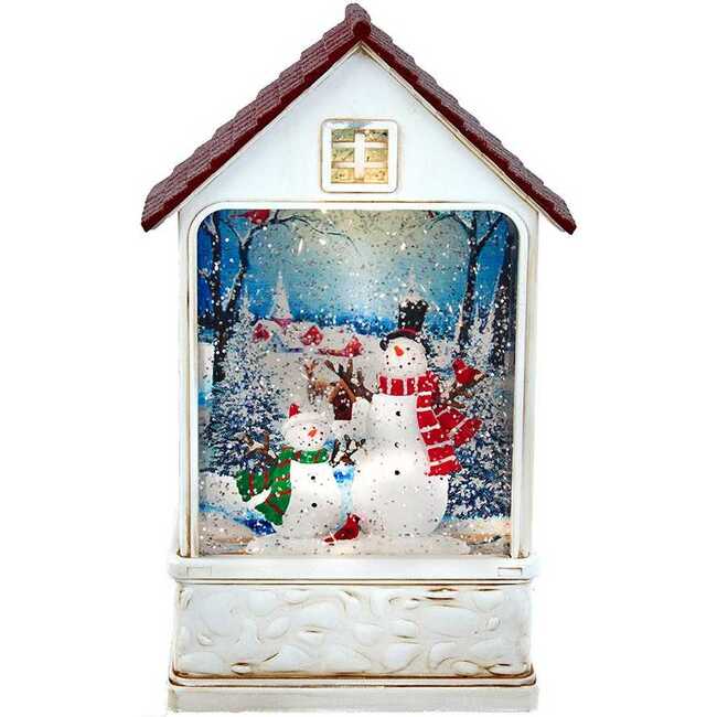 9.2-Inch Battery-Operated Lighted Snowman House Water Lantern