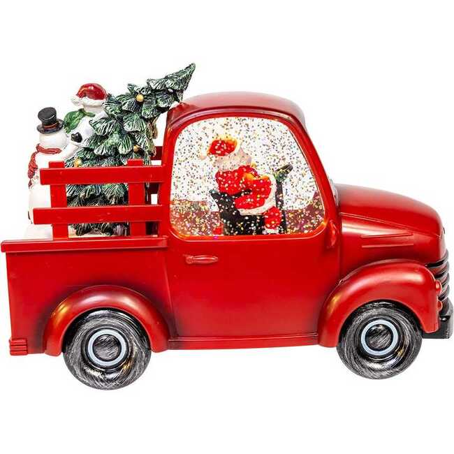 9.5-Inch Battery Operated USB LED Lighted Santa and Christmas Tree in Truck Water Globe - Other Accents - 3