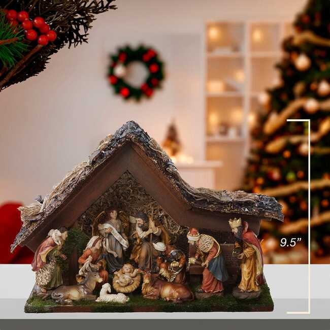 9.5-Inch Musical LED Nativity Set with Figures and Stable - Other Accents - 6