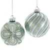 80MM Silver and Pale Aqua Embellished Ball Ornaments, 6 Piece Set - Ornaments - 1 - thumbnail