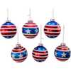 80MM Red, White and Blue Stars and Stripes Glass Ball Ornaments, 6 Piece Box - Ornaments - 2
