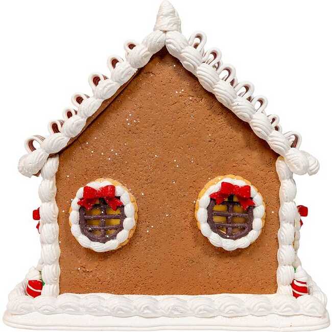 9 Inch Battery Operated Gingerbread House With Santa and Ribbon Candy Roof - Other Accents - 3