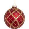 80MM Red with Gold Plaid Glass Ball Ornaments, 6-Piece Set - Ornaments - 1 - thumbnail