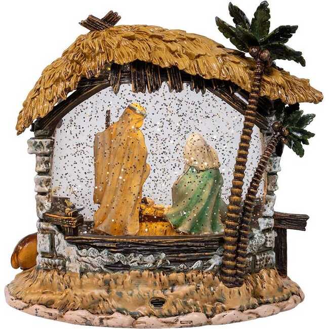 8-Inch Battery-Operated USB Lighted Nativity Scene with Spinning Glitter Water Globe - Other Accents - 3