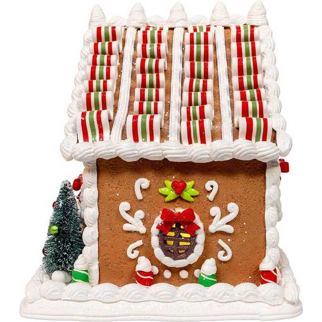 9 Inch Battery Operated Gingerbread House With Santa and Ribbon Candy Roof - Other Accents - 4