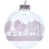 80MM Clear with White Tree Design Glass Ball Ornaments, 6 Piece Box - Ornaments - 2