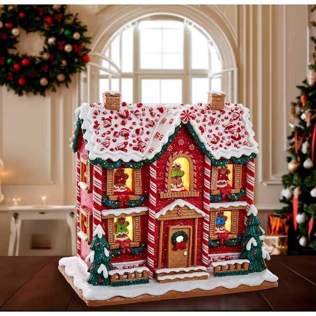 9.5-Inch Battery-Operated Gingerbread LED House with Music Box - Other Accents - 7