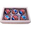 80MM Red, White and Blue Stars and Stripes Glass Ball Ornaments, 6 Piece Box - Ornaments - 5