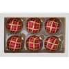 80MM Red with Gold Plaid Glass Ball Ornaments, 6-Piece Set - Ornaments - 3