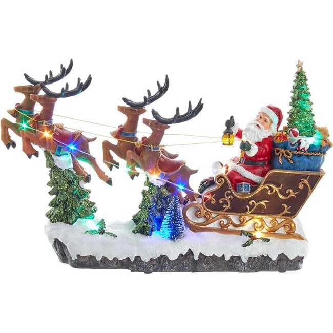 8.7-Inch Battery-Operated LED Musical Santa and Sleigh Table Piece