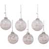 80MM Clear with White Tree Design Glass Ball Ornaments, 6 Piece Box - Ornaments - 3