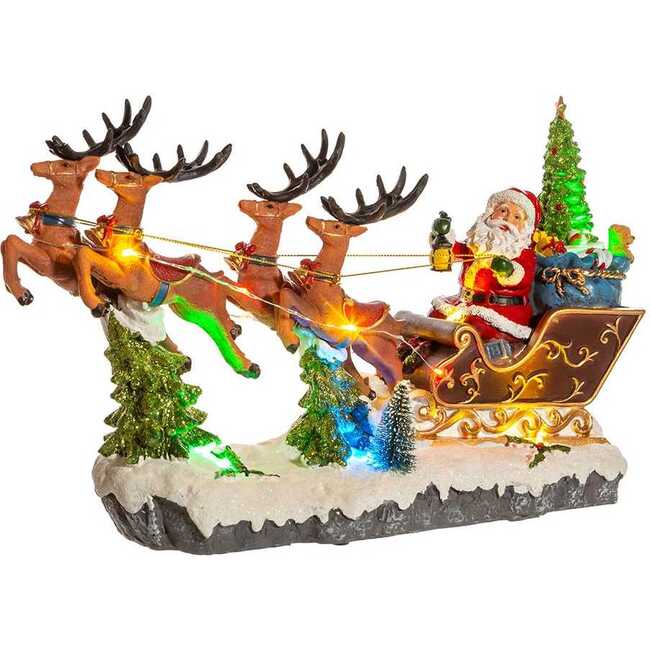8.7-Inch Battery-Operated LED Musical Santa and Sleigh Table Piece - Other Accents - 2