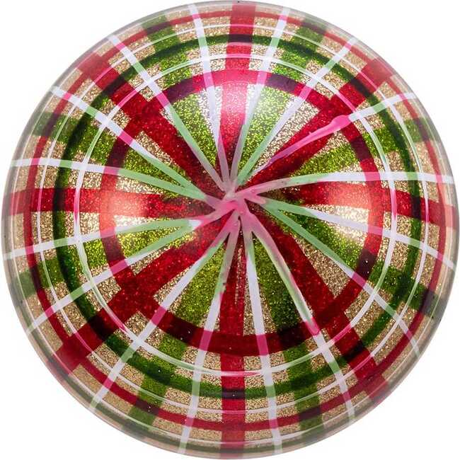 80MM Red and Green Plaid Glass Ball Ornaments, 6 Piece Box - Ornaments - 4