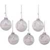 80MM Clear with White Tree Design Glass Ball Ornaments, 6 Piece Box - Ornaments - 4