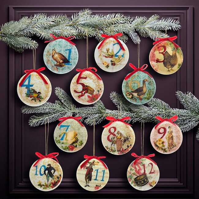 85mm Decoupage Ball Ornament Set of 12 - Ornaments - 6