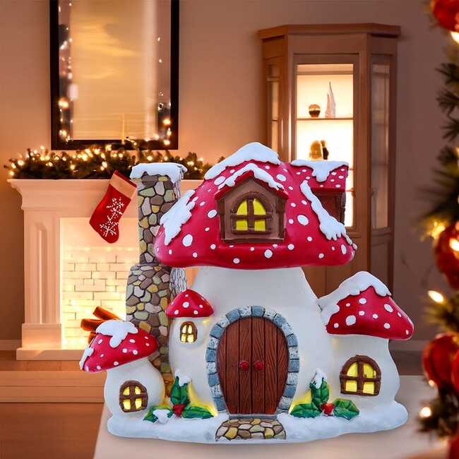 8.5-Inch Merry Little Mushrooms Cottage Tabletop - Other Accents - 2