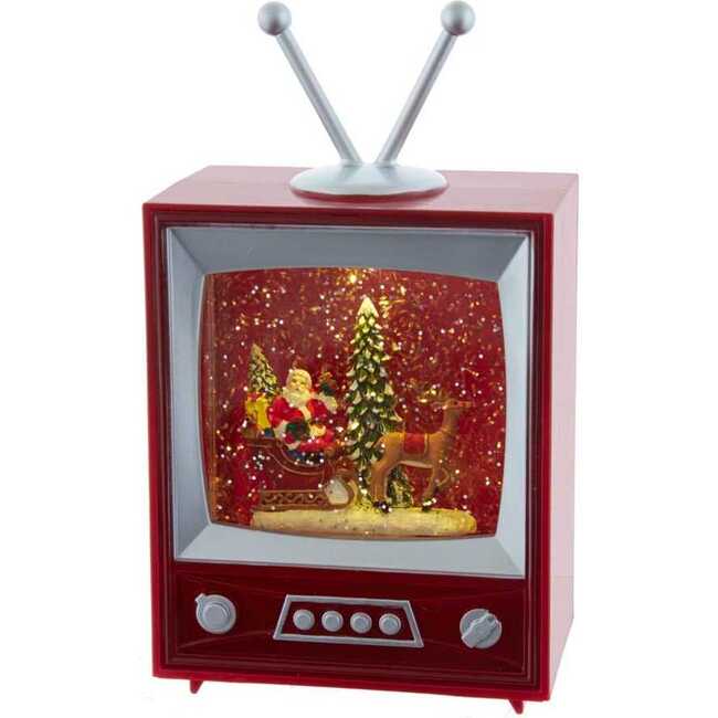 8.5-Inch Battery-Operated Musical Water TV with Santa and Sleigh