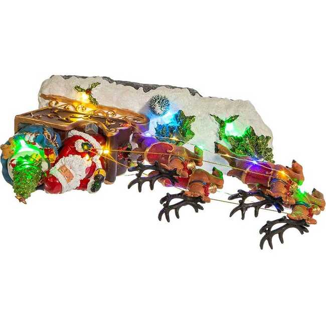 8.7-Inch Battery-Operated LED Musical Santa and Sleigh Table Piece - Other Accents - 6