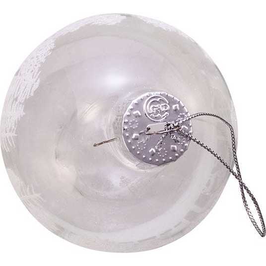 80MM Clear with White Tree Design Glass Ball Ornaments, 6 Piece Box - Ornaments - 7