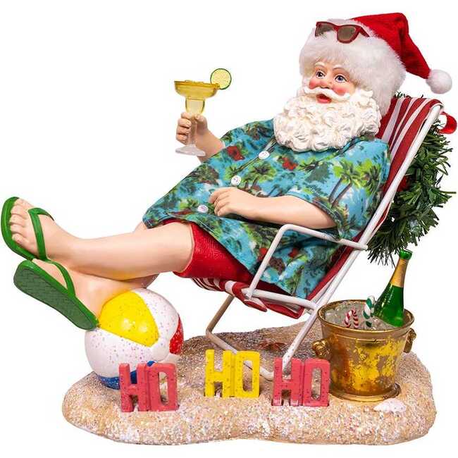 8.5-Inch Fabriché Santa Sitting on Beach Chair - Other Accents - 6
