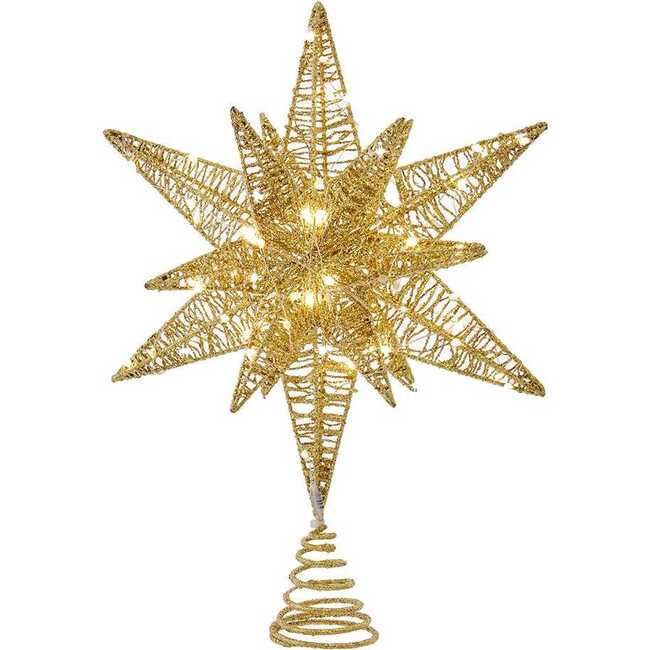 15-Inch Twinkling LED Gold Starburst Tree Topper