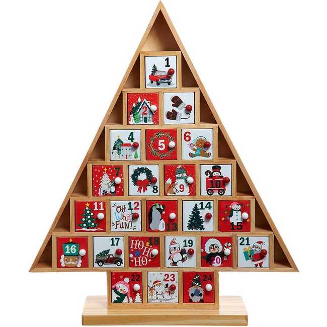 15-Inch Wooden Tree Advent Calendar