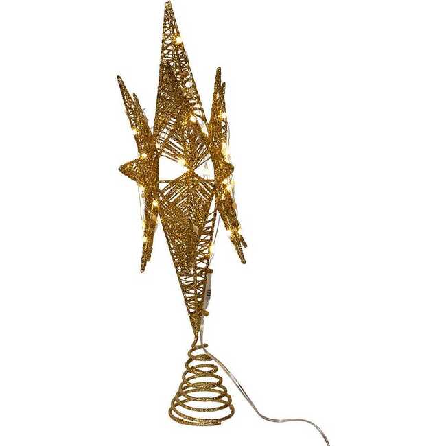 15-Inch Twinkling LED Gold Starburst Tree Topper - Other Accents - 2