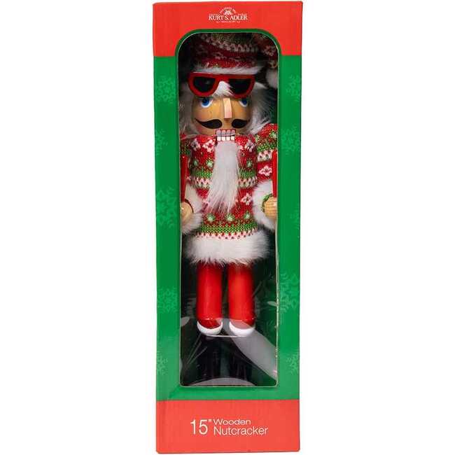 15-Inch Ski Santa With Christmas Sweater Nutcracker - Nutcrackers - 7
