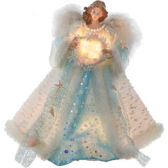 14-Inch UL 10-Light Coastal Beach Angel Tree Topper