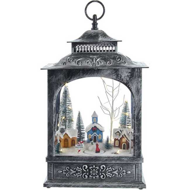 15-Inch  Battery-Operated LED Musical Christmas Village Lantern
