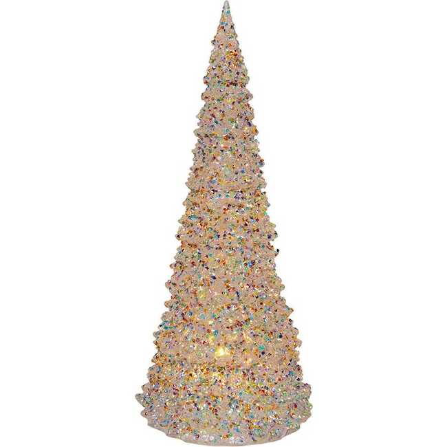 15.5-Inch Battery Operated LED Silver Iridescent Tabletop Christmas Tree - Other Accents - 2
