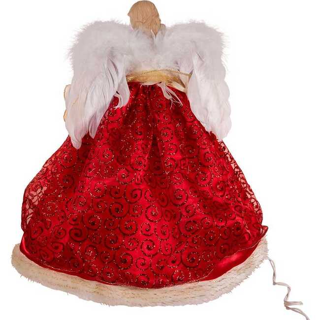 14-Inch UL 10-Light Red and Gold Angel Tree Topper - Other Accents - 3