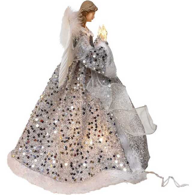 14-Inch UL 10-Light Silver and Ivory Angel Tree Topper - Other Accents - 2