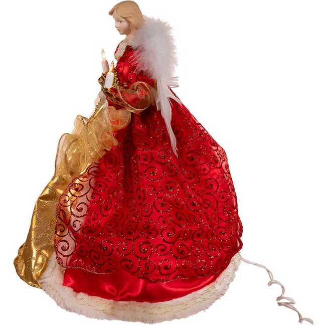 14-Inch UL 10-Light Red and Gold Angel Tree Topper - Other Accents - 4