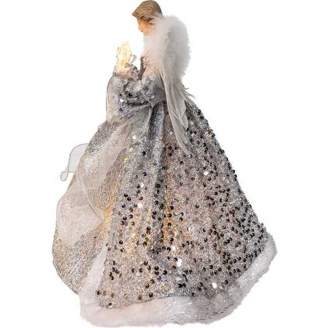 14-Inch UL 10-Light Silver and Ivory Angel Tree Topper - Other Accents - 3