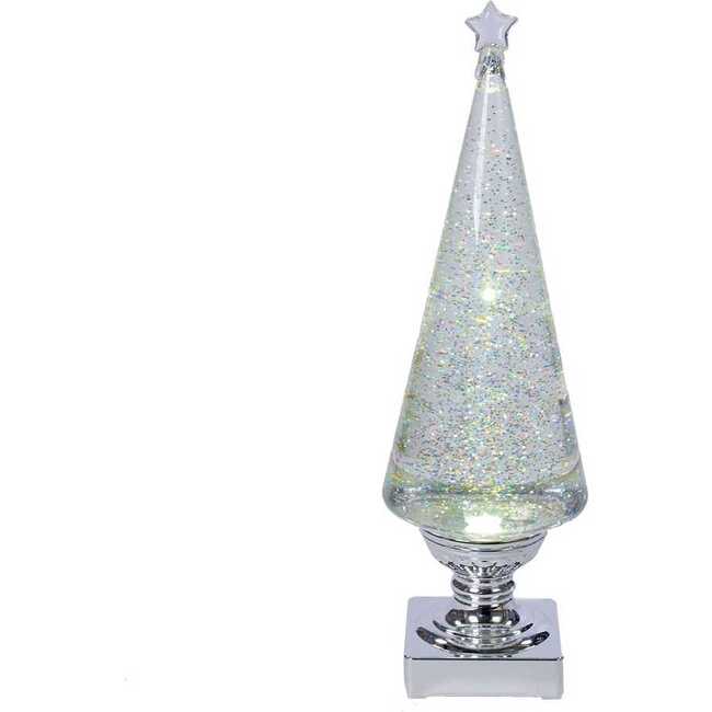14-Inch Battery-Operated Clear and Silver Lava Light Tree