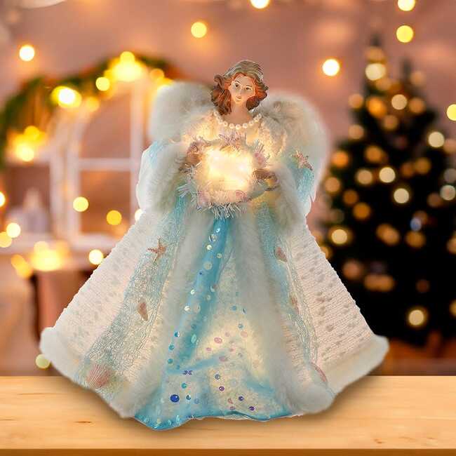 14-Inch UL 10-Light Coastal Beach Angel Tree Topper - Other Accents - 7
