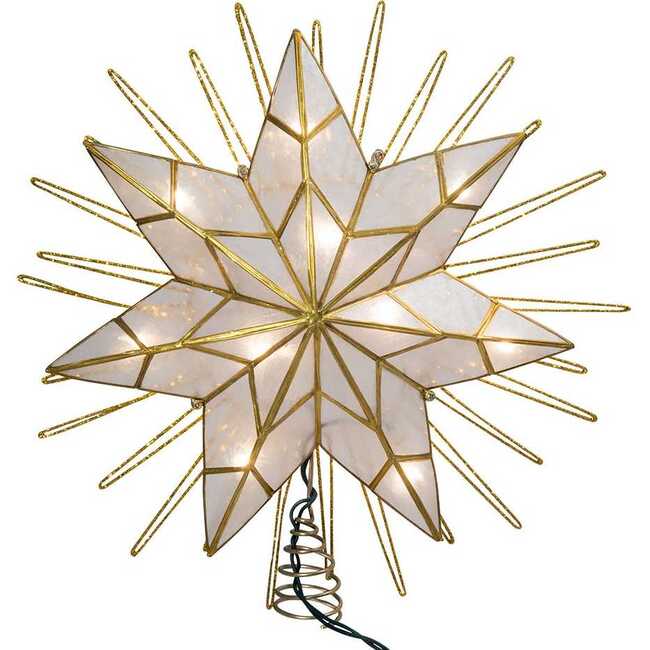 14-Inch 7-Point Natural Capiz Star Lighted Treetop - Other Accents - 2