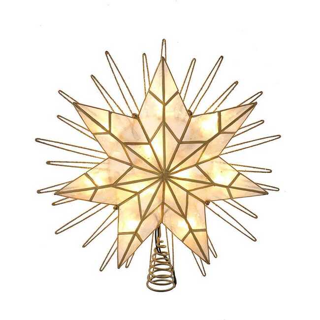 14-Inch 10-Light 7-Point LED Gold Glittered Star Tree Topper