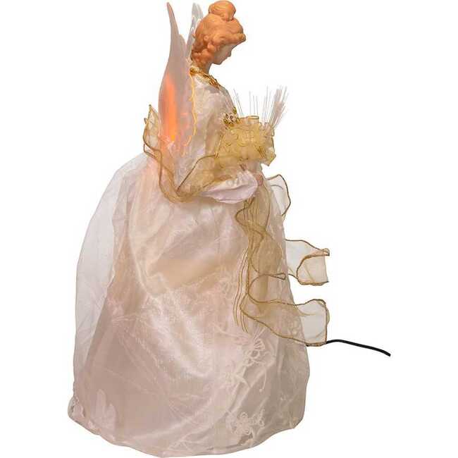 14-Inch Fiber Optic Ivory and Gold Animated LED Angel Treetop - Other Accents - 3
