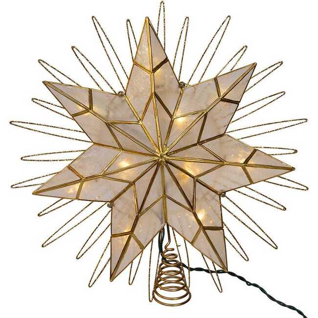 14-Inch 10-Light 7-Point LED Gold Glittered Star Tree Topper - Other Accents - 2