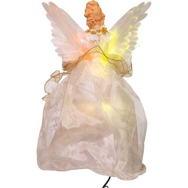 14-Inch Fiber Optic Ivory and Gold Animated LED Angel Treetop - Other Accents - 4