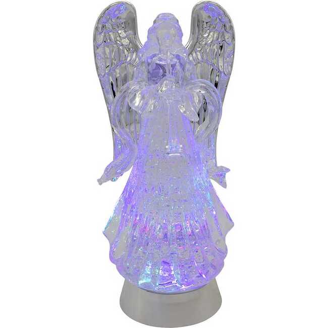 13.25-Inch Battery-Operated USB LED Lighted Angel With Horn Water Globe