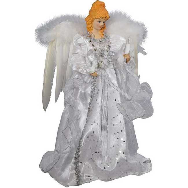 14-Inch 10-Light White and Silver Angel Treetop - Other Accents - 2