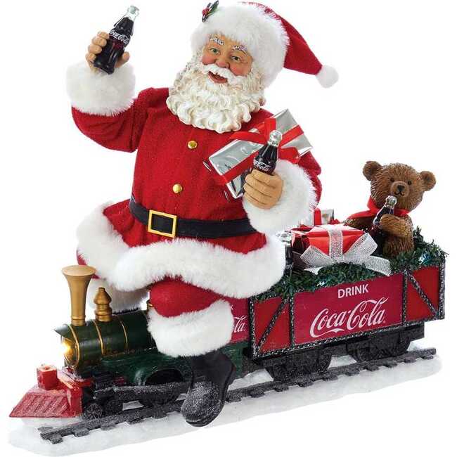 13-Inch Battery-Operated Coca-Cola Santa Train with LED Garland
